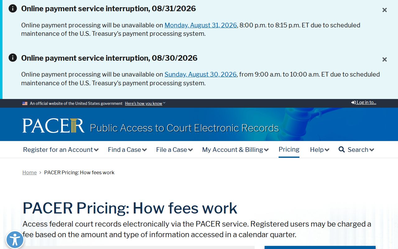 Bancroft court docket federal PACER pricing reference