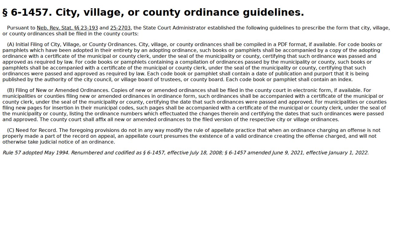Beemer court docket city and village ordinance filing rule