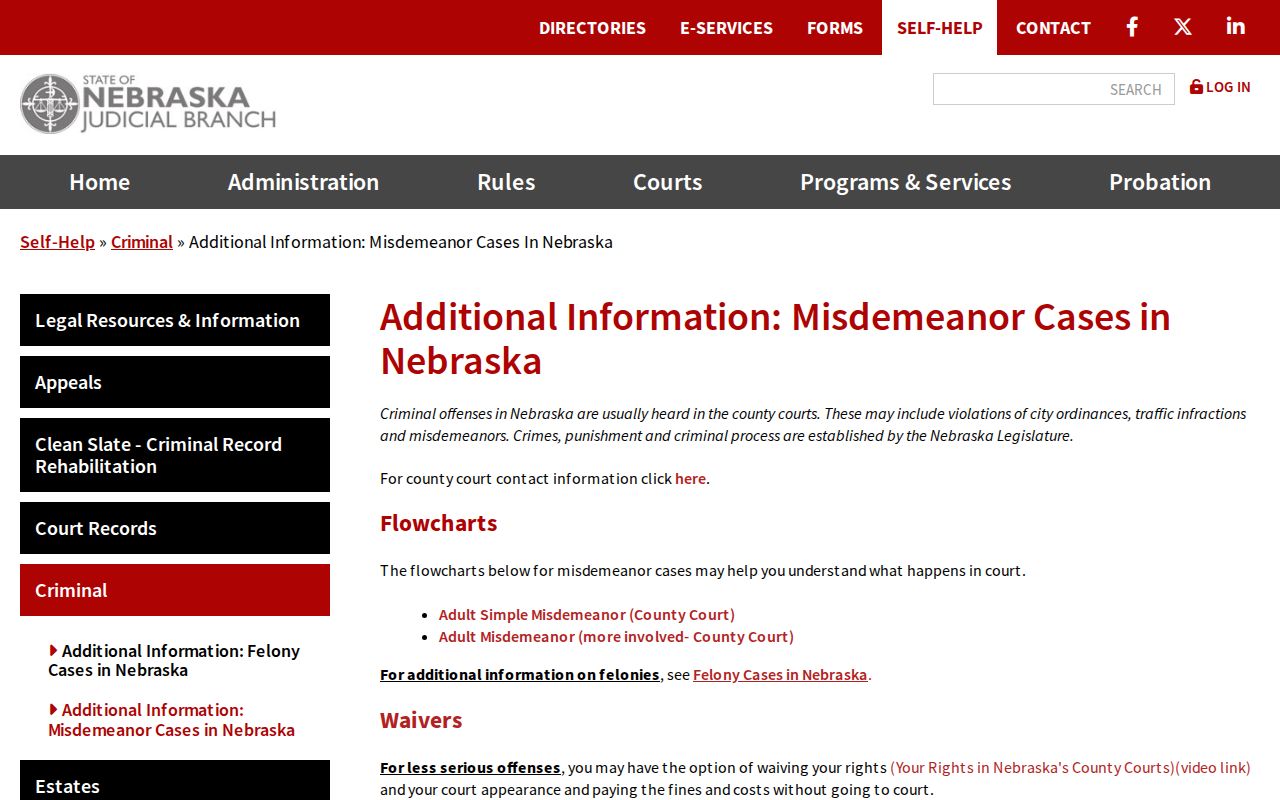Cuming County criminal docket misdemeanor court process