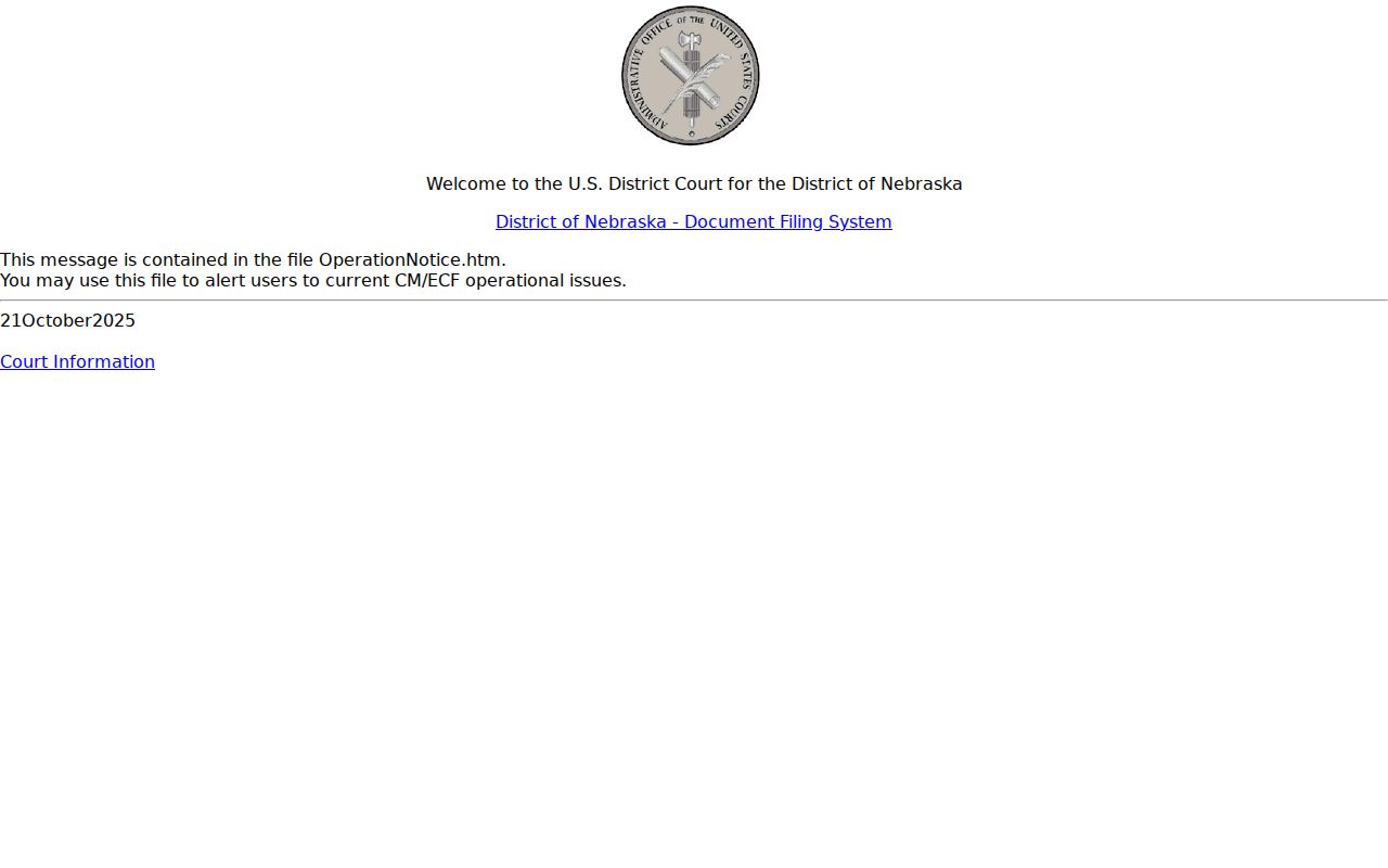 Cuming County court docket federal CM ECF system distinction