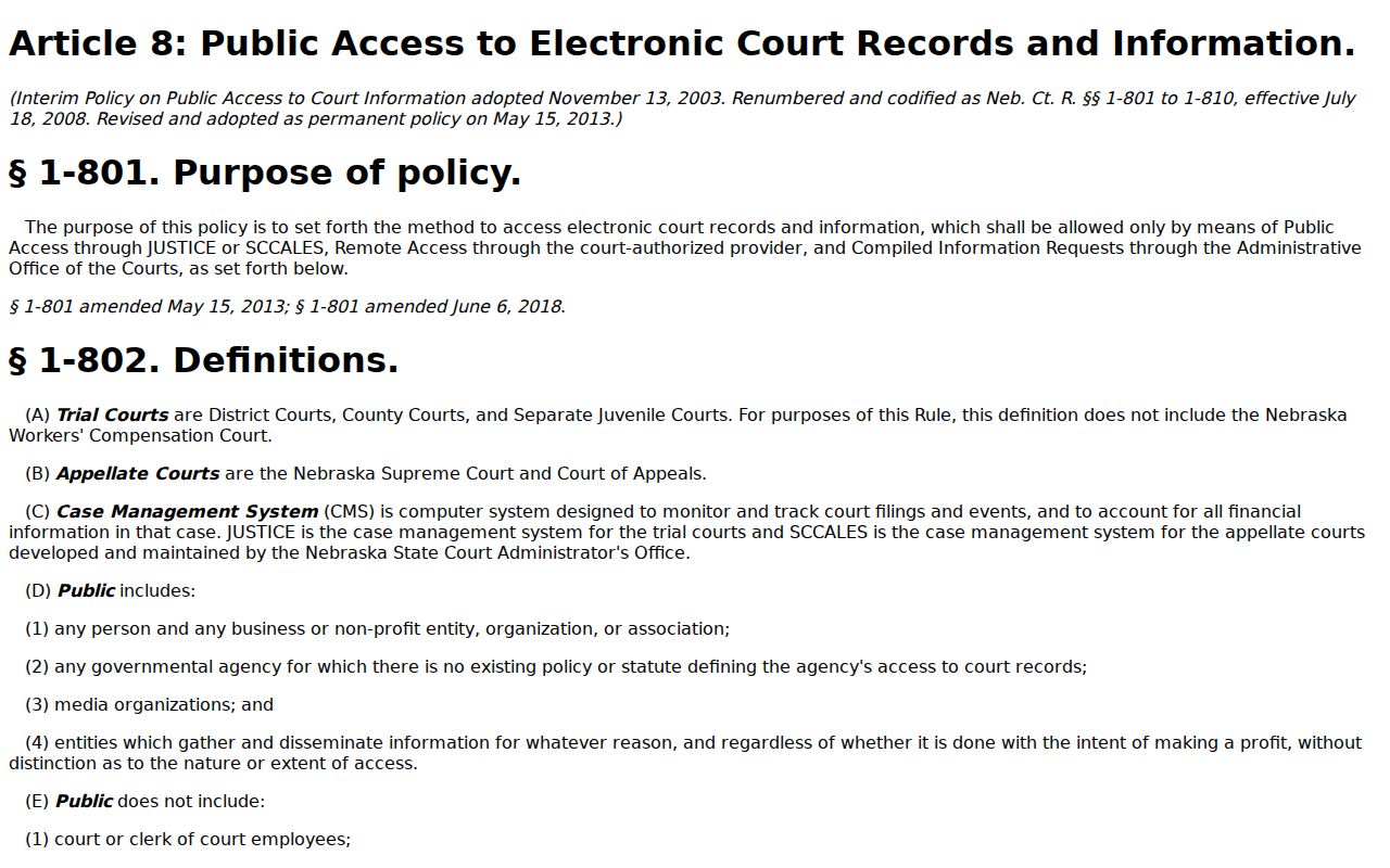 West Point court docket Article 8 public access rules